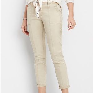 Belted scarf crop ankle chino pant